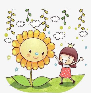 向日葵与女孩免抠