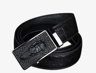 鳄鱼纹皮带男真皮自动扣免抠