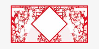 中国风红色剪纸边框免抠