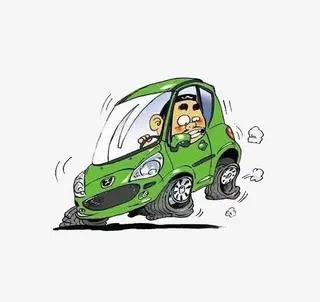 卡通小车车胎漏气免抠