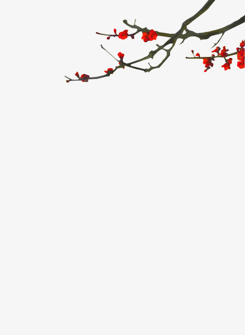 免抠透明树干红梅免抠