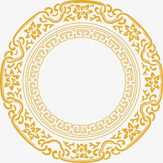 中秋圆形花纹免抠