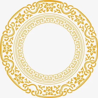 中秋圆形花纹免抠