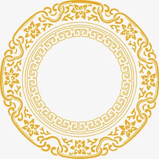 中秋圆形花纹免抠