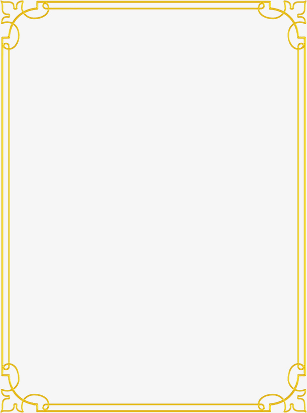 手绘中国风金色边框免抠
