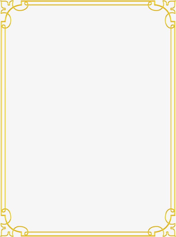 手绘中国风金色边框免抠