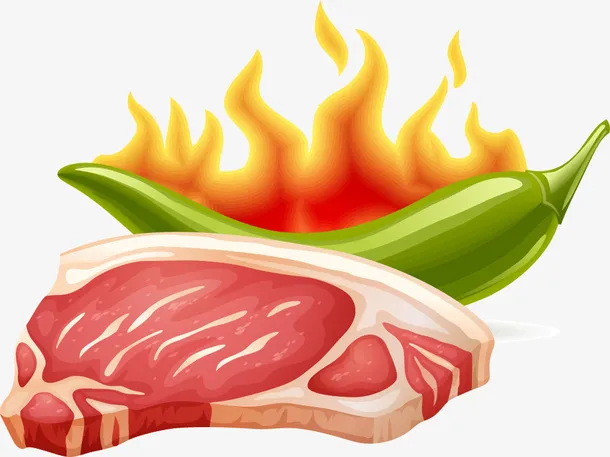 青椒回锅肉矢量卡通手绘免抠
