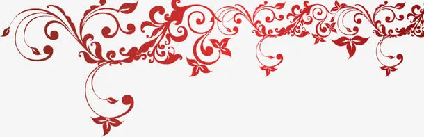 手绘红色渐变花纹免抠