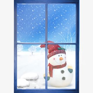 窗外的雪景免抠