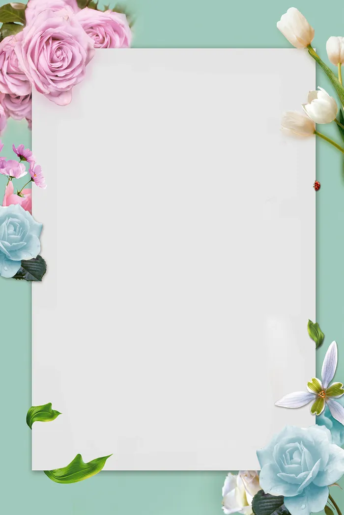 小清新简约花朵边框服装海报背景素材高清