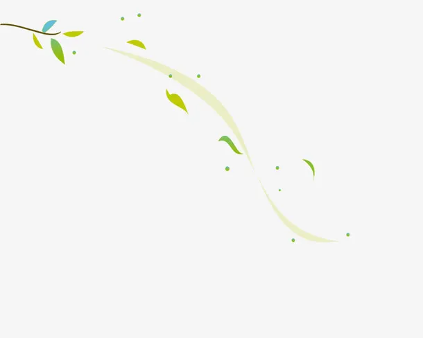 手绘风吹绿叶简图免抠