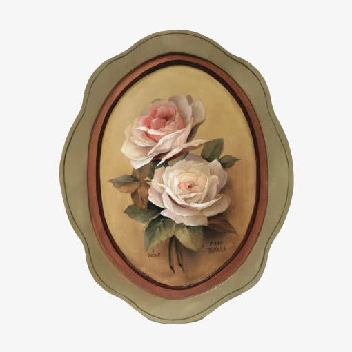 复古花朵画框免抠