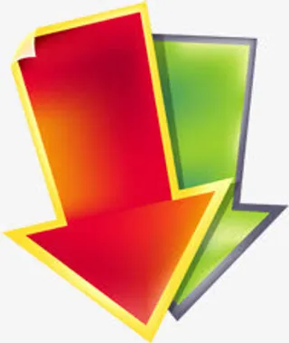 手绘黄绿色箭头标签免抠