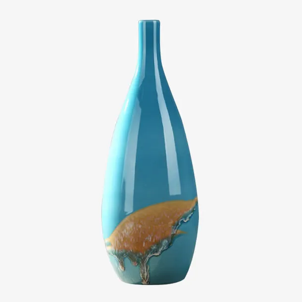 浅蓝色渐变小口花瓶免抠