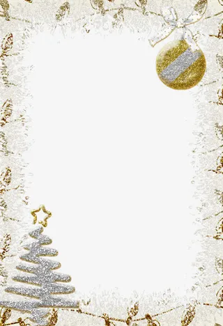 银色信纸边框免抠