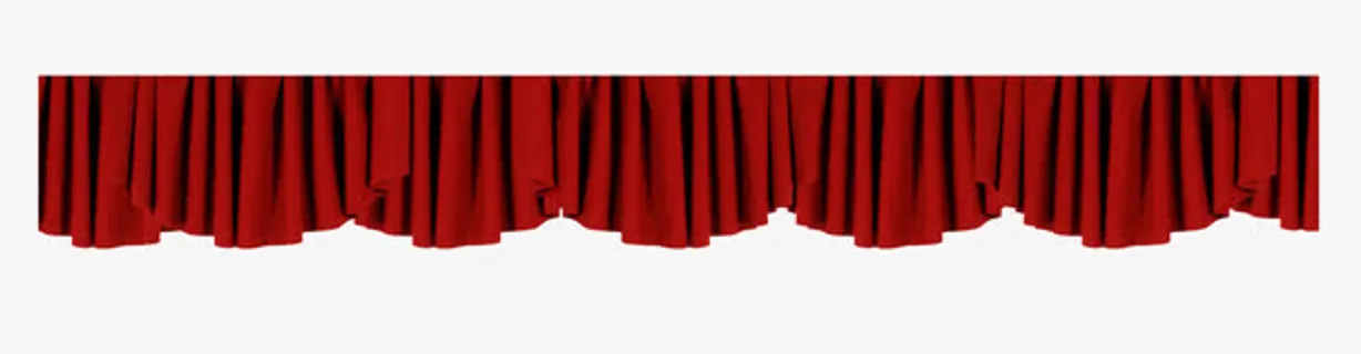 红色不整齐布帘帘头免抠