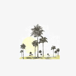 落日晚霞树木背景装饰矢量图