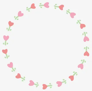 粉色美丽爱心花环免抠