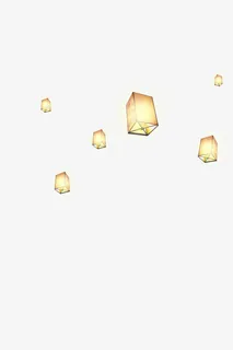 唯美黄色夜晚孔明灯免扣高清素材免抠