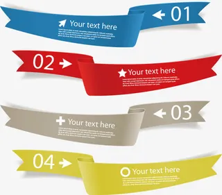 矢量序号排序彩色飘带免抠