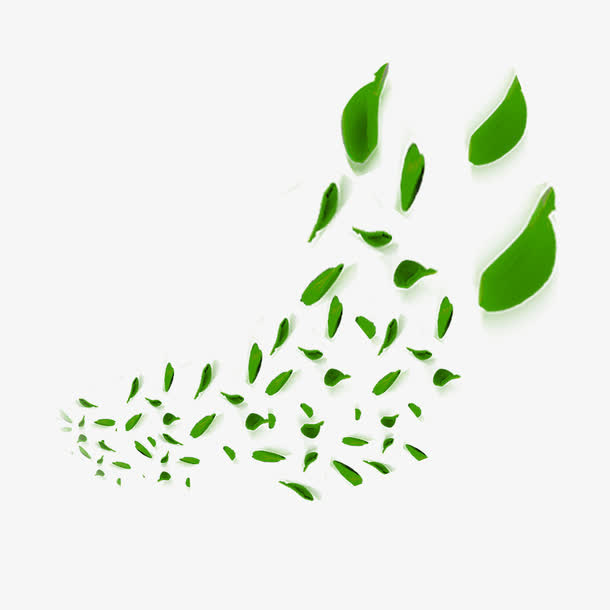 飞舞的绿叶免抠漂浮叶子元素