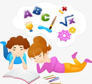 一起做功课的孩子免抠