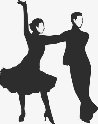 手绘浪漫双人拉丁舞剪影免抠