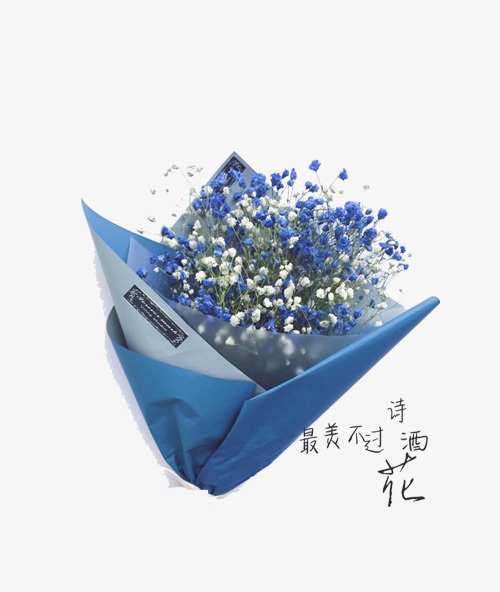 免抠蓝色花朵手捧花装饰免抠