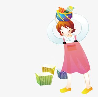 头顶糖果的女孩免抠