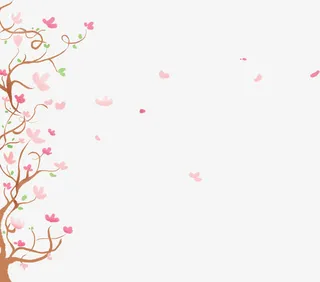 春天手绘漂浮花朵免抠