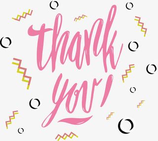 手写粉色谢谢你免抠