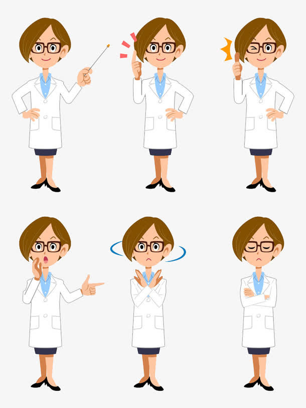 卡通美女医生手势免抠