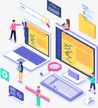 2.5D商务办公电脑立体插画免抠