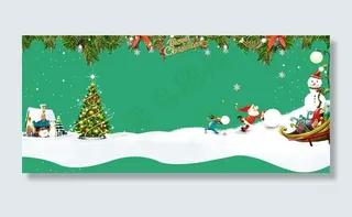 圣诞卡通绿色淘宝背景高清