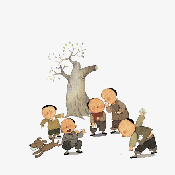 一群玩耍的孩子免抠
