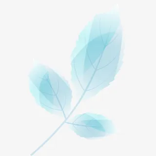 蓝色的叶子纹理反色图免抠