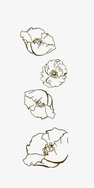 免扣金属质感花朵免抠