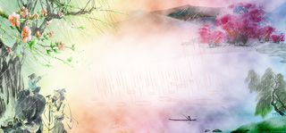 清明节水彩水墨中国风彩banner高清