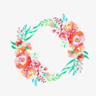 彩色水彩绘花朵植物免抠