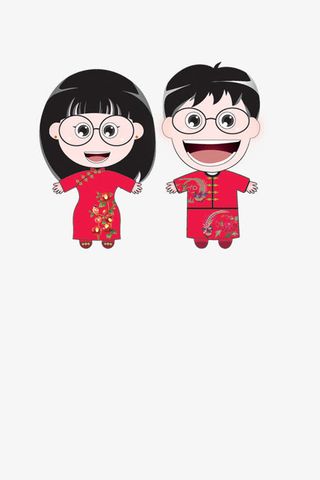 卡通新娘新郎免抠