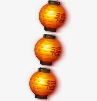 金色漂浮福字灯笼免抠