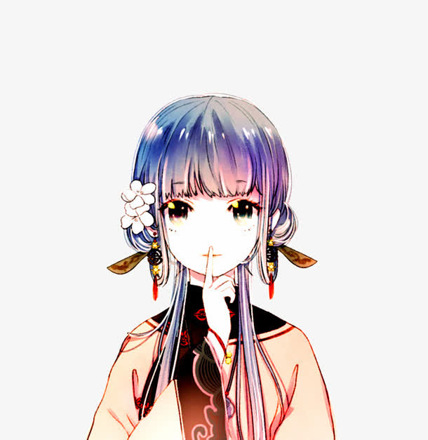 手绘水彩风少女免抠