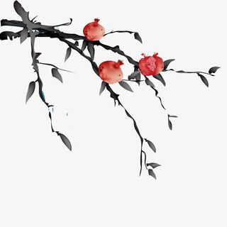 彩绘水墨枯树枝免抠