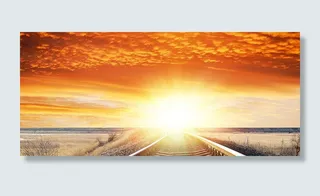 火烧云日落铁路橙色唯美背景图高清