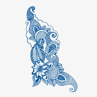 中国风蓝色窗花PNG免抠