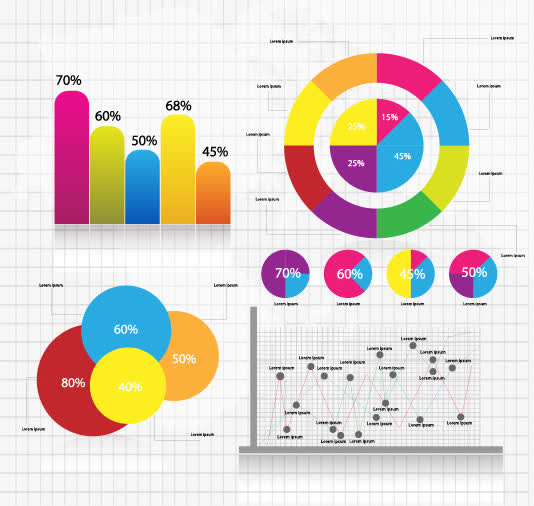 年终总结报告数据分析统计图矢量免抠