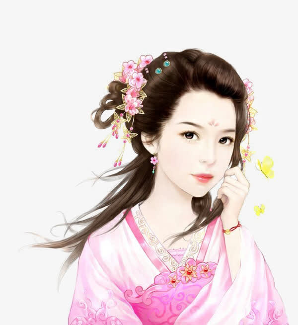 古典粉色浪漫美女图免抠