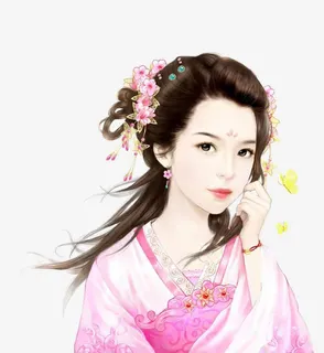 古典粉色浪漫美女图免抠