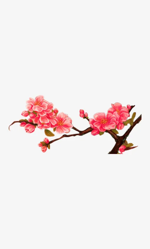 粉色手绘桃花装饰图案免抠