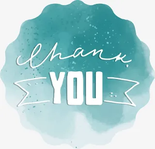 蓝绿色水彩底纹谢谢你免抠